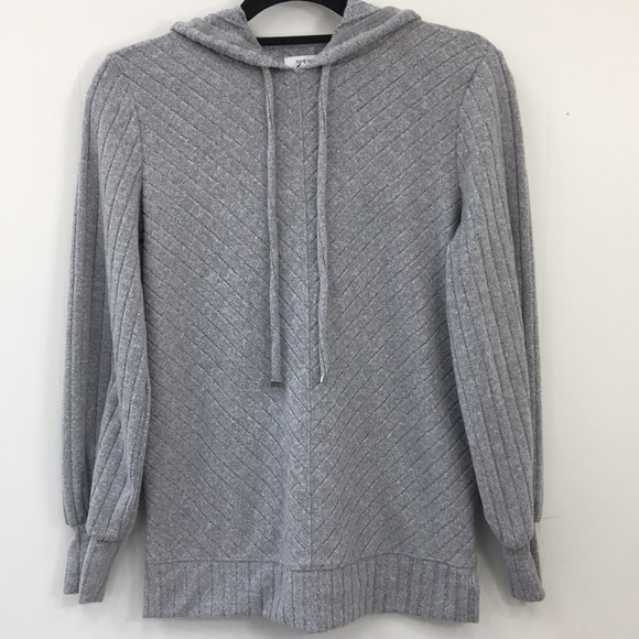 Nine West Soft Diagonal Plush Striped Hooded Long Sleeve Shirt Size XS EXCELLENT - Picture 1 of 7